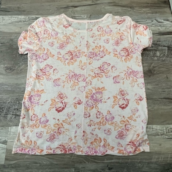 EUC Free People Tourist Floral Short Sleeve T-shirt in Blush Combo Size Medium - Picture 6 of 8